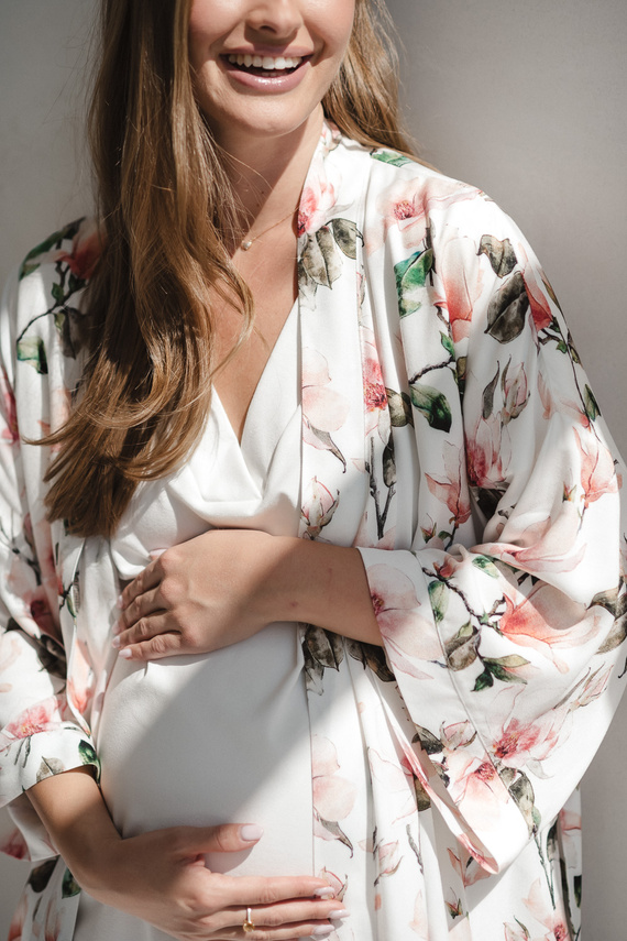 Нощница за бременни и кърмачки Moon Milk&Love – кремава вискоза, oversize | Полско качество