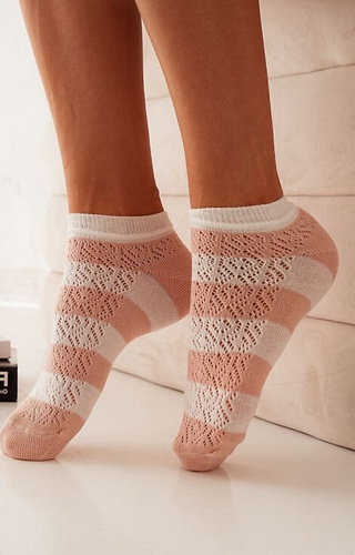 1504 Презрамки Дамски ажурни крака Милена пудра-екрю