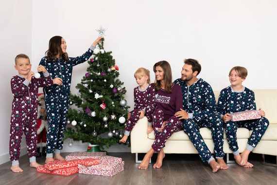 Ava Дамска пижама с дълъг ръкав и панталон Италианска мода - тъмносин принт 