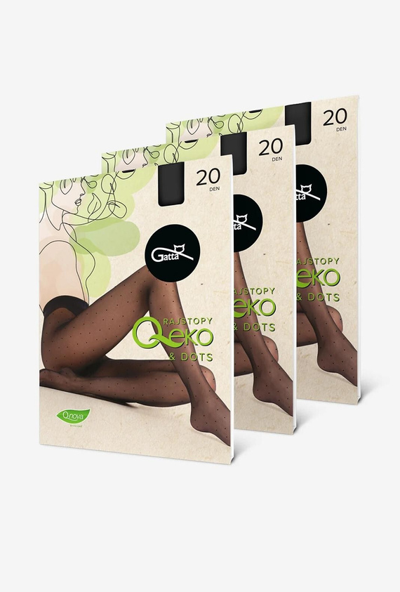 Дамски чорапогащник Gatta Q-Eko & Dots 20 den – екологичен на точки black