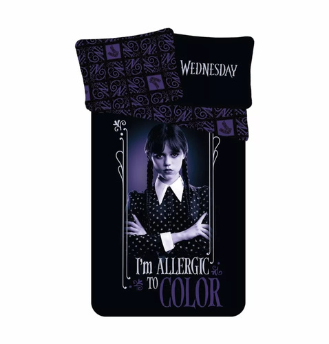 JF24 Wednesday Детско памучно спално бельо Jerry Fabrics черно лилаво