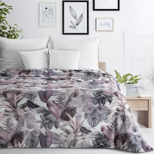 Davos 2 Одеяло за легло листа Eurofirany лилаво сиво