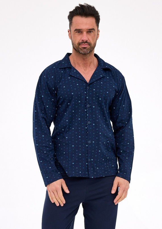 114/80 Мъжка пижама Cornette | Закопчава се с цип, 100% памук, яка и джобове