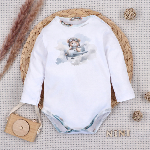 NINI ABN-5745/BIA бебешко боди 100% бамбук Baby Bear Pilot с копчета