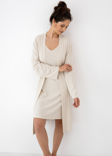 Комплект Julienne Sensis бежов – нощница и халат от вискоза