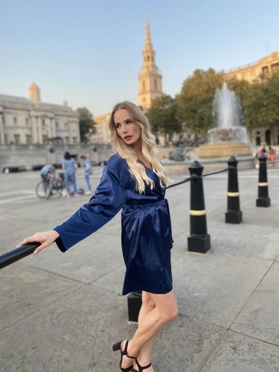 797 Класически дамски халат Forex - тъмносин