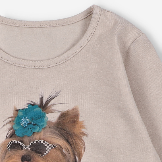 KAR-3004 Блуза с дълъг ръкав Lagarto Verde за момичета, бежова – стилна, памучна, полско производство