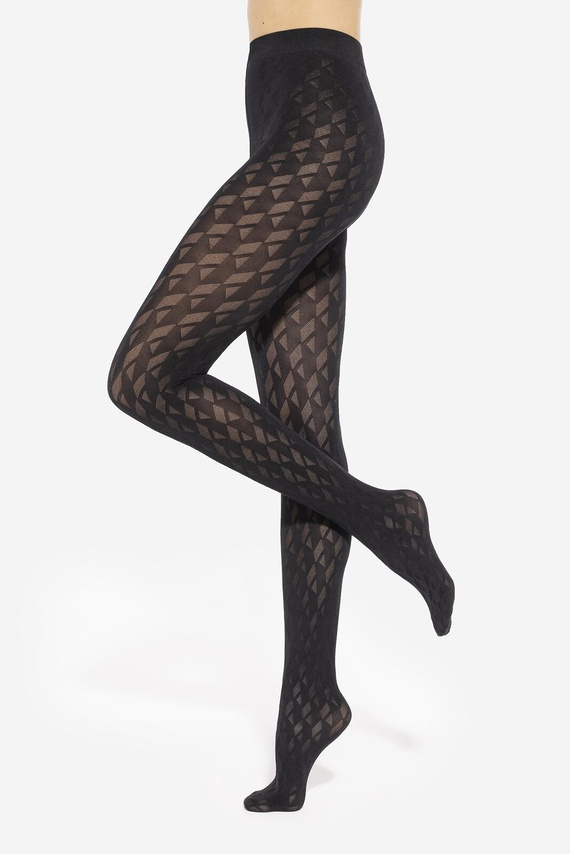 Дамски чорапогащник Loretta 155 Gatta - геометрична шарка, 50 den, мат - неро