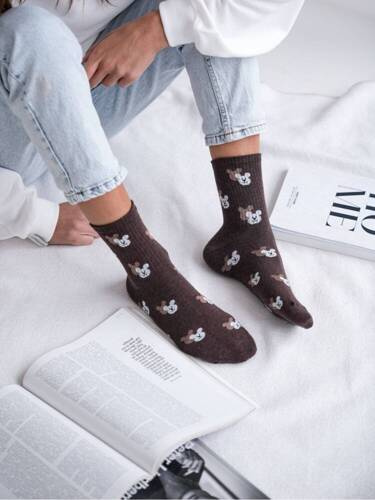 200-142 Teddy Bear Heads Дамски чорапи Милена - Кафяви