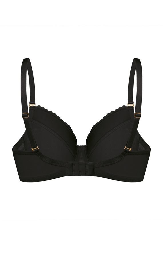Сутиен Full Cup Petra Mefemi by Nipplex – черен, пълно покритие, дантелени чашки, памучна подплата, махащи се push-up подплънки, силна опора и комфорт