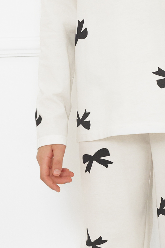 Пижама за момичета Fiocca - екрю, памук, дълъг ръкав и панталон Италианска мода 