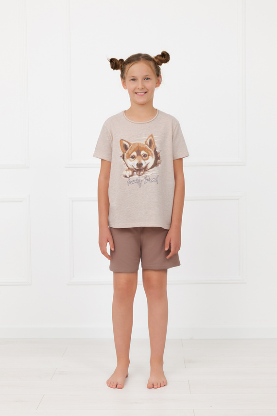 Детска пижама за момиче Shiba Italian Fashion 100% памук шорти