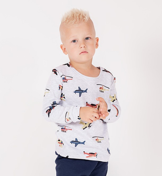 219138 Бебешка блуза Willy Nicol, сива, със самолетчета, памук, дълъг ръкав