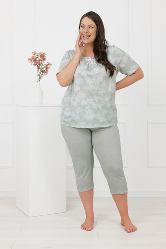 Дамска пижама Eleni Italian Fashion 100% памук, къс ръкав, 3/4