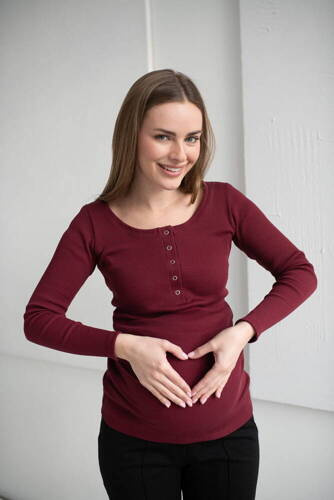 Блуза за бременни и кърмачки Tummy бордо Milk&Love