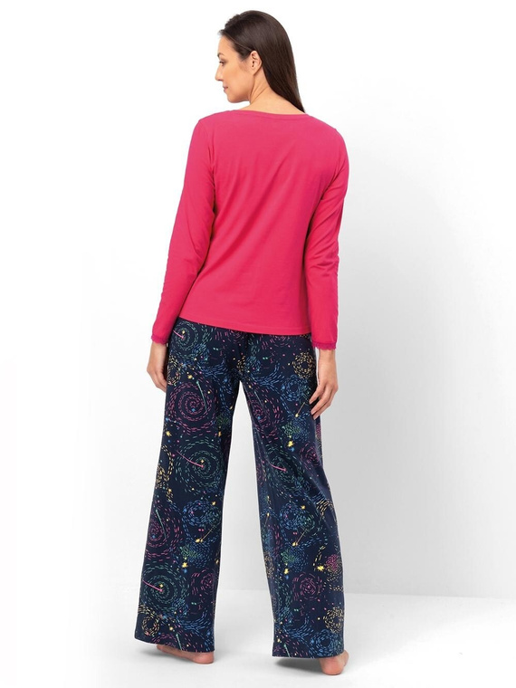 Дамска пижама Key LNS 750, малиново - памук, дълъг ръкав, удобна