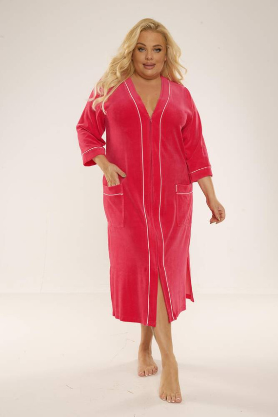 974 / 352 Дамски халат от велур Forex - малинов