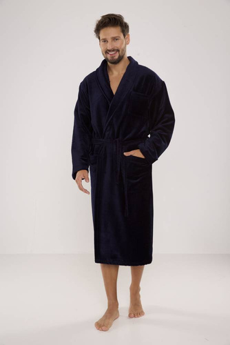 803 / 819 Мъжки халат от двойна материя Forex - изцяло тъмносин (тъмносин)