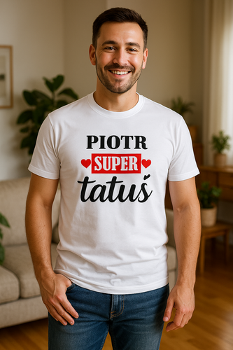 Koszulka dla taty "Super tatuś" Moocha biały