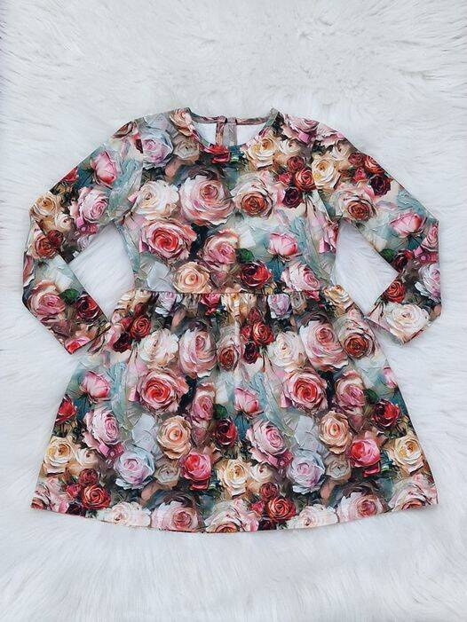 Рокля с дълъг ръкав Painted Flowers Bambarillo