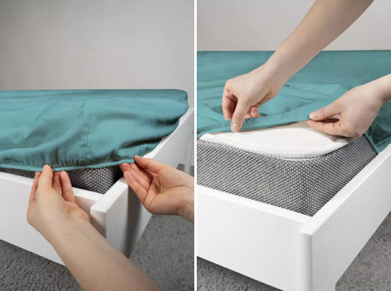 Микросатенен чаршаф с ластик Poly Detexpol гладък и удобен turquoise