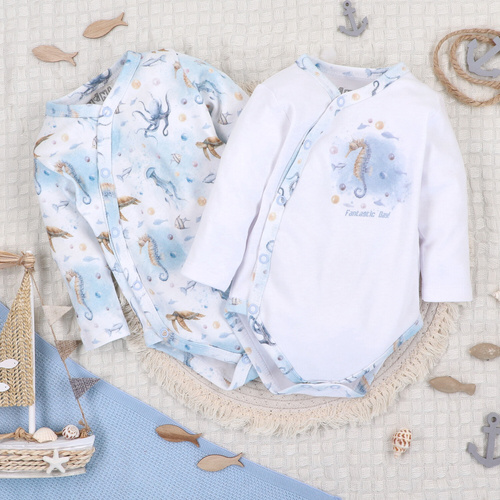 ABN-5441 Синьо боди с плик Sea Of Joy Nini - органичен памук, за бебета