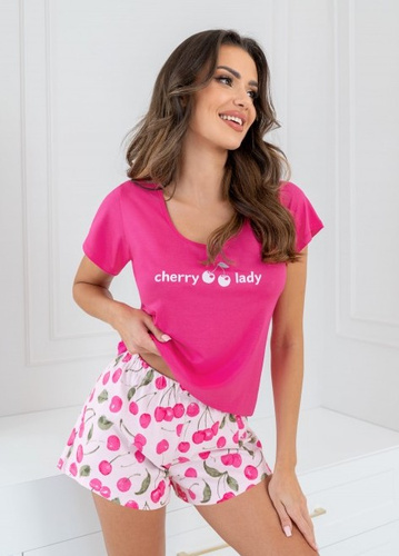 Дамска пижама Cherry Short Donna - фуксия