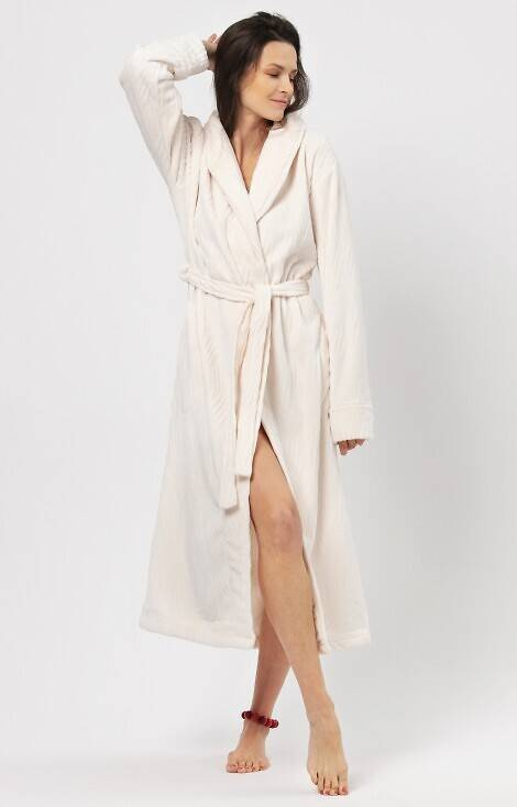 LGL 803 Key Дамски дълъг халат - екрю