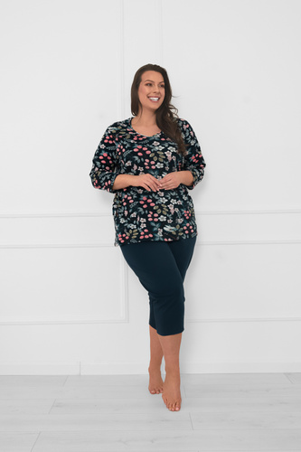 Дамска памучна пижама Lucja 3/4 ръкав и панталон Италианска мода  