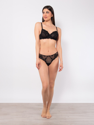 1940 Glam сутиен - тюл, мек, с банели, Sielei, черен