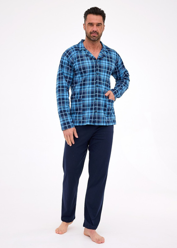 114/82 Мъжка пижама Cornette | Закопчава се с цип, 100% памук, яка и джобове