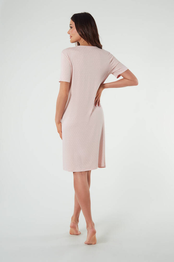 Puntini Дамска нощница с къс ръкав Италианска мода - прахообразно розово 