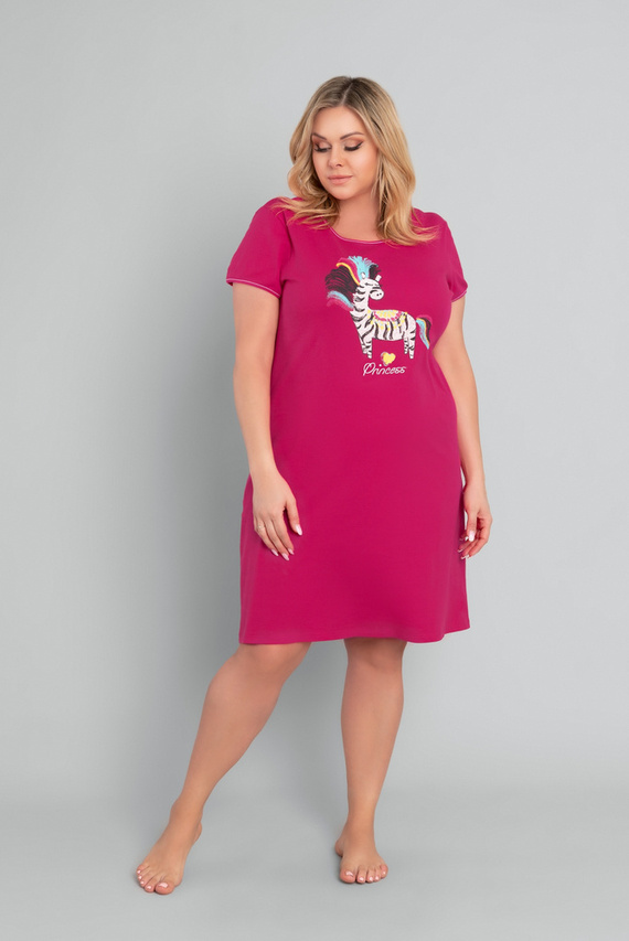 Безумна нощница с къс ръкав Италианска мода - малинова