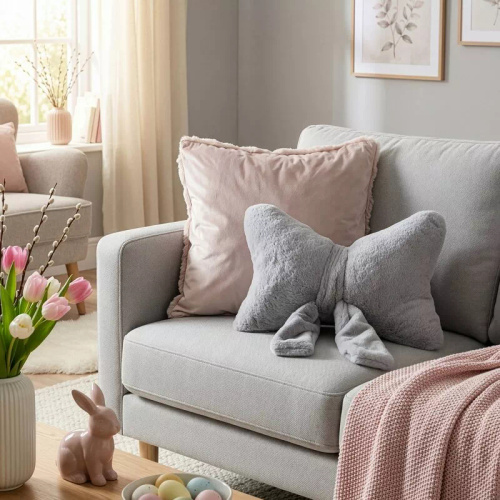 Eurofirany Wiosna 135 – декоративна възглавница 37x10x30 с панделка silver