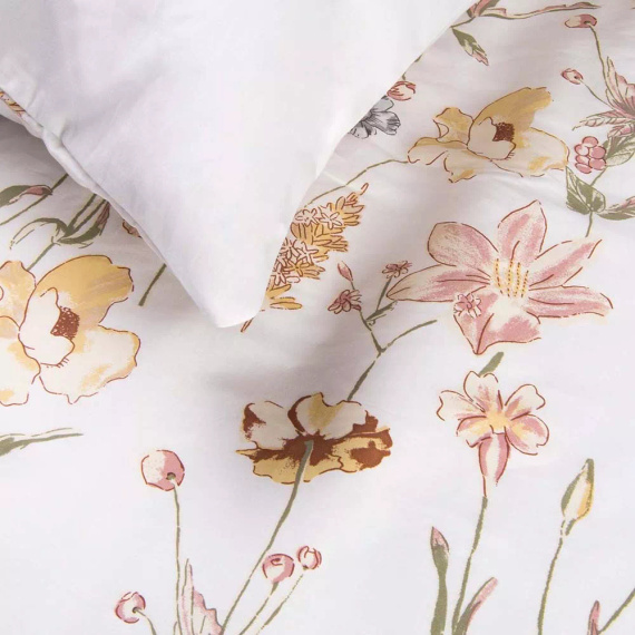 Сатенено спално бельо 1553/1 Satynlove 100% памук цветя комплект + калъфки 70x80