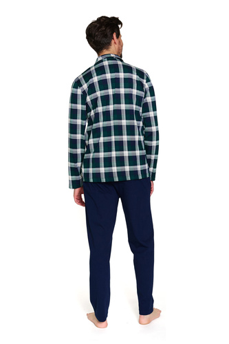 Doctor Nap 7367 – Мъжка памучна пижама с карирана риза | 100% памук, полско производство - смарагд