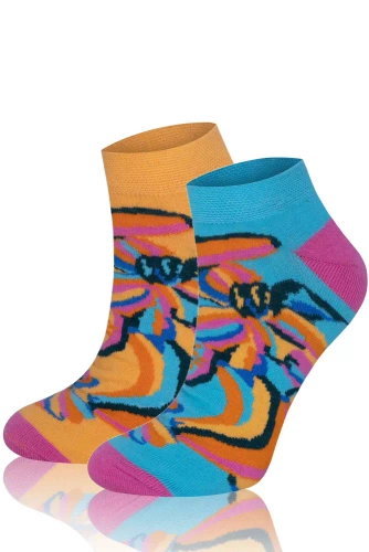  S141S Чорапи с крачоли Zanzi Италианска мода - разрошени/жълти/розови