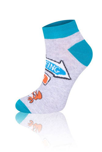 S138S Krab Socks чорапи за крака Италианска мода - тюркоаз/оранжев/светъл меланж