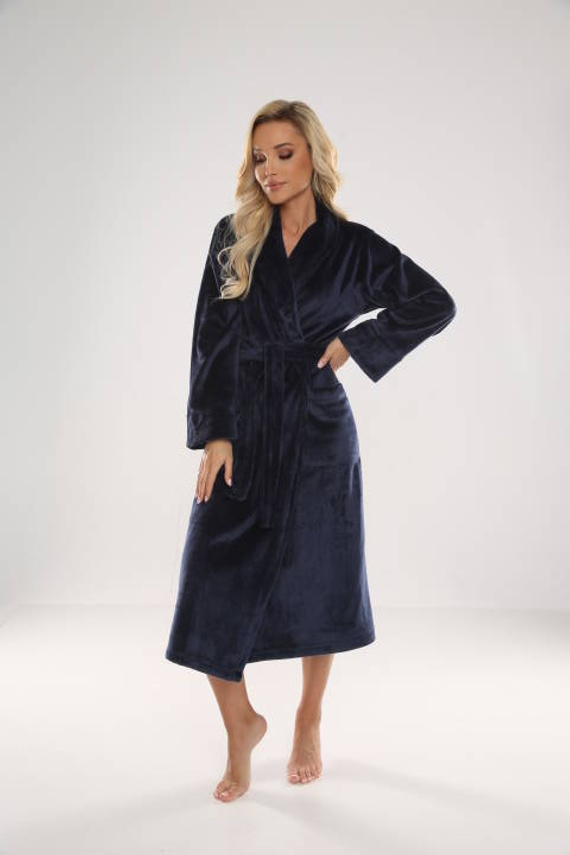 628 Abigail Дълъг дамски халат Forex - тъмносин