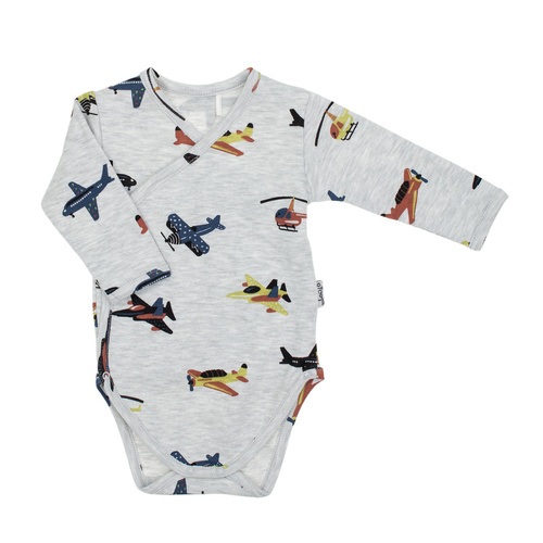 219094 Памучно бебешко боди с дълъг ръкав Willy Nicol - удобно боди със самолетни десени