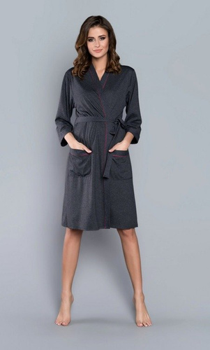 Меган Дамски халат Италианска мода 3/4 ръкав - светъл меланж