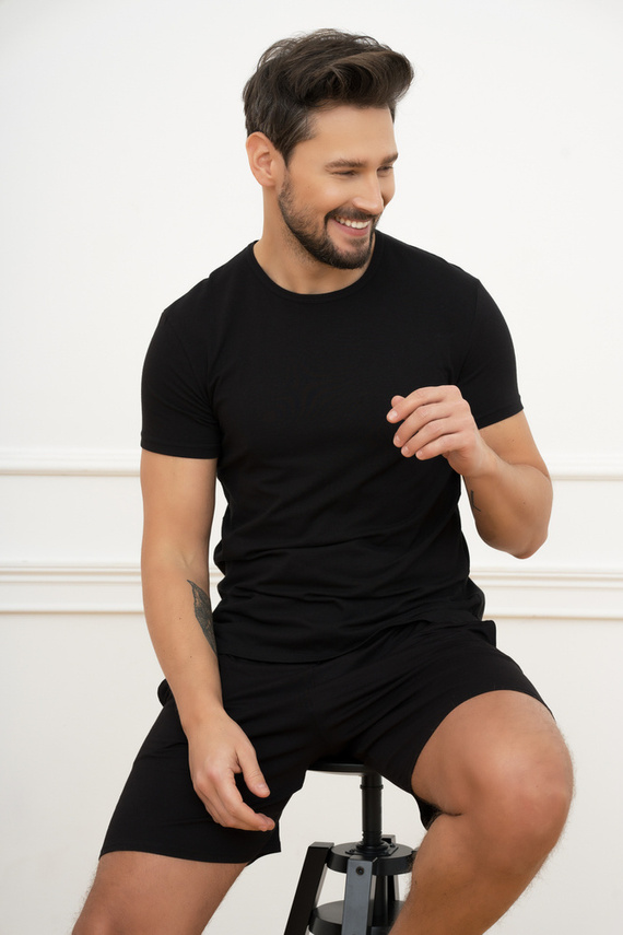 Ikar Мъжка тениска с къс ръкав Италианска мода - черна 