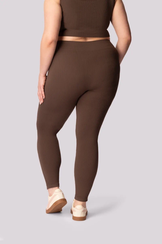 Ribbed legginsy damskie prążek Mona caffe
