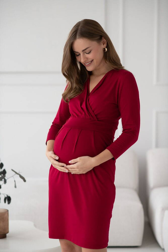 Grow with me Рокля за бременни и кърмачки Milk&Love, бордо