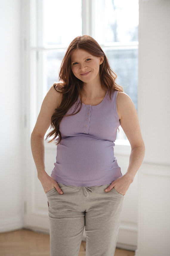 Оребрено горнище за кърмачки Milk&Love с презрамки, лилаво