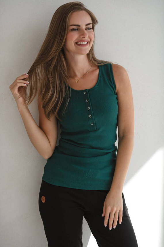 Тениска за кърмачки Milk&Love с рипсове, бутилковозелена