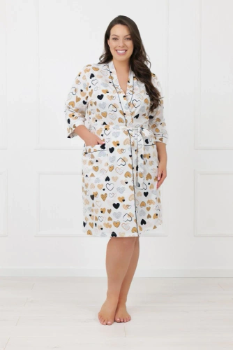 Дамски халат Soreno Italian Fashion – памук, ръкав 3/4, колан