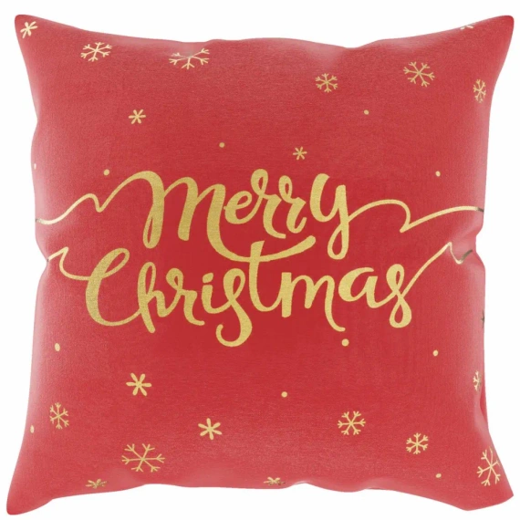 Snow Merry Christmas Коледна калъфка за възглавница От игла и конец, червена