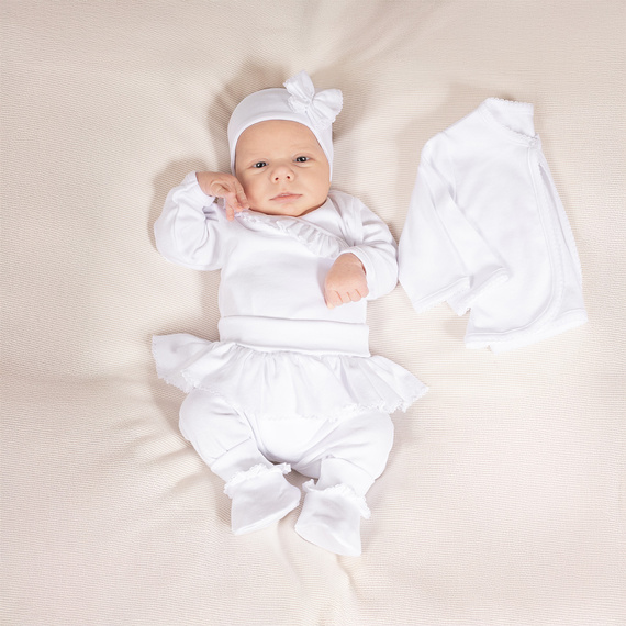 169061 Комплект за кръщене от 5 части Никол - бял