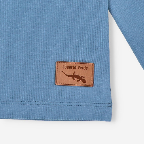 KAR-1022 Блуза с дълъг ръкав Lagarto Verde за момче, синя - памук с еластан, полско производство